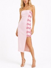 Anthropologie BHLDN Strapless Lia Midi Bow Dress in Pink