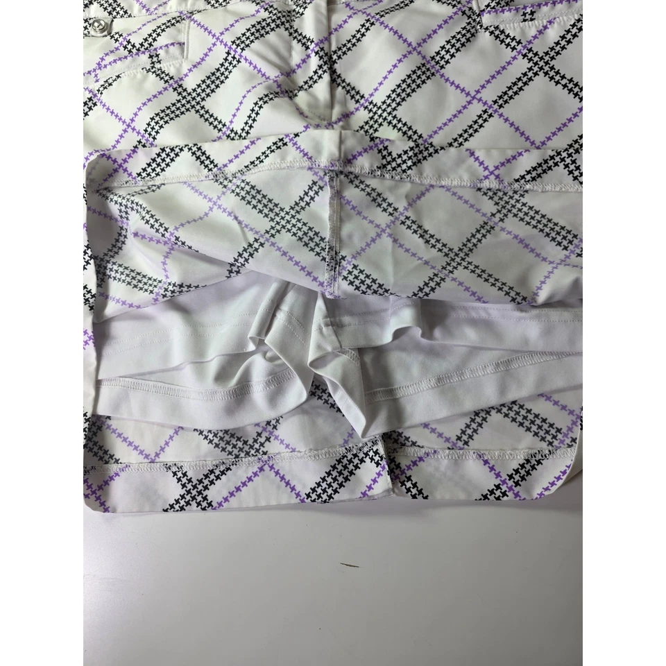 IZOD Purple White Plaid Active Performance Golf Casual Skort Skirt SZ 10 - Image 4 of 4