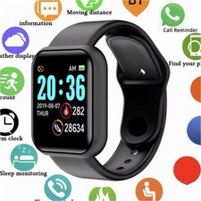 Smart Bracelet 44mm Black Silicone Band Plastic Case Fitness Tracker Bluetooth