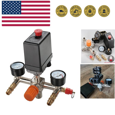 #ad Pressure Switch Manifold Regulator Gauges Air Compressor Pressure Switch Cont... $62.99