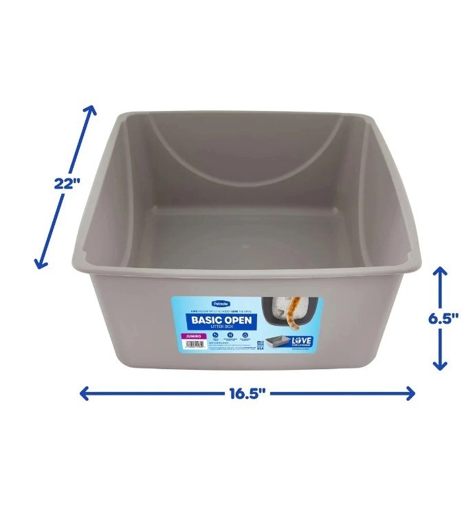 Petmate Open Cat Litter Box - Extra Large - Mouse Grey - Durable Standard