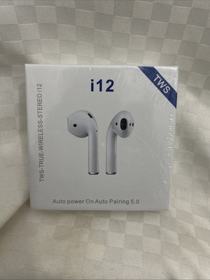 TWS True Wireless Stereo i12 Earbuds White Auto Pairing 5.0 Auto Power On NIB
