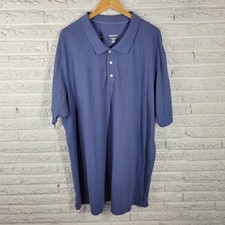 King Size Mens Shirt 4XL Polo Short Sleeve Blue Cotton Blend Casual Comfy