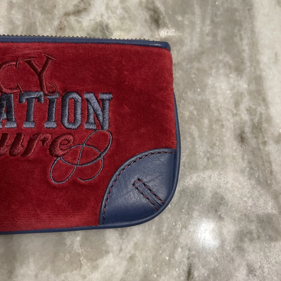 Vtg Juicy Couture Red Velour With Navy Wristlet Wallet Y2K  Rare Charm - Image 3 of 4
