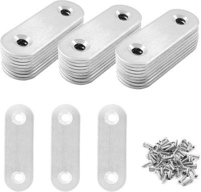 24 Pcs Straight Brace, Flat Brace 2  x 0.6 , Stainless Steel Straight Bracket, M