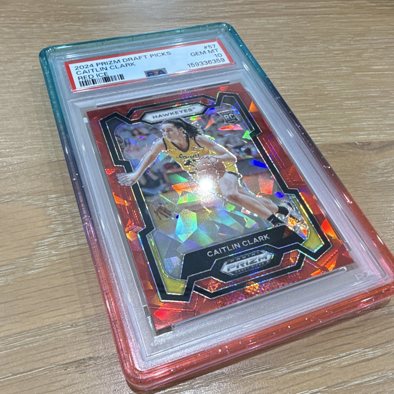 PANINI 2024 PRIZM DRAFT PICKS CAITLIN CLARK RED ICE ROOKIE RC #57 PSA 10 view 3