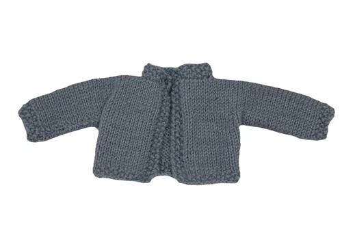 Vintage Barbie Clone Sweater Cardigan Blue Grey Homemade? Wool Knit