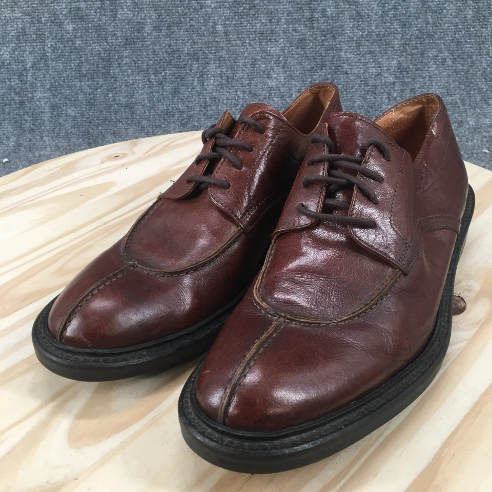 Zapatos de vestir Bacco Bucci para hombre 8,5 punta dividida Derby Oxford cuero marrón Italia Foto 4 de 4