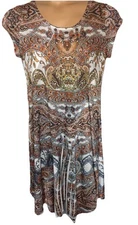World Unity dress orange white paisley knit size S