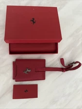 Ferrari Genuine   leather Name tag Luggage Tag Red