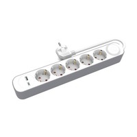 Steckdosenleiste 5X Schuko-Steckdosen 1,5M USB-A USB-C Mit Schalter Plastrol