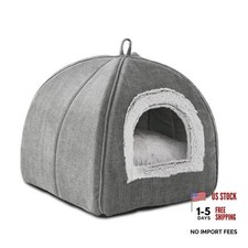 Grey Cat Bed Cave-Cat Beds for Indoor Cats  Kittens - 15"D x 15"W x 15"H