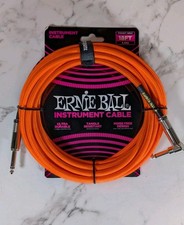 NEW Ernie Ball P06084 Braided Straight Angle Instrument Cable - 18' Neon Orange
