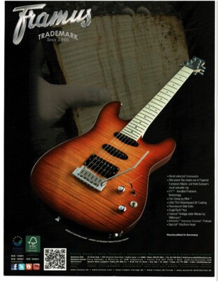2013 FRAMUS Diablo Custom Shop Honey Burst Electric Guitar magazine print ad