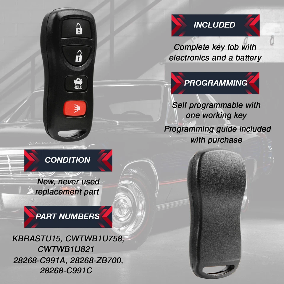 2 For 2003 2004 2005 2006 2007 2008 2009 Nissan 350z Keyless Car Remote Key Fob Foto 4 de 4