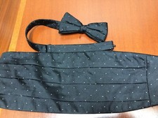 Bow Tie Cummerbund Set Black with White Polka Dots 100 Silk