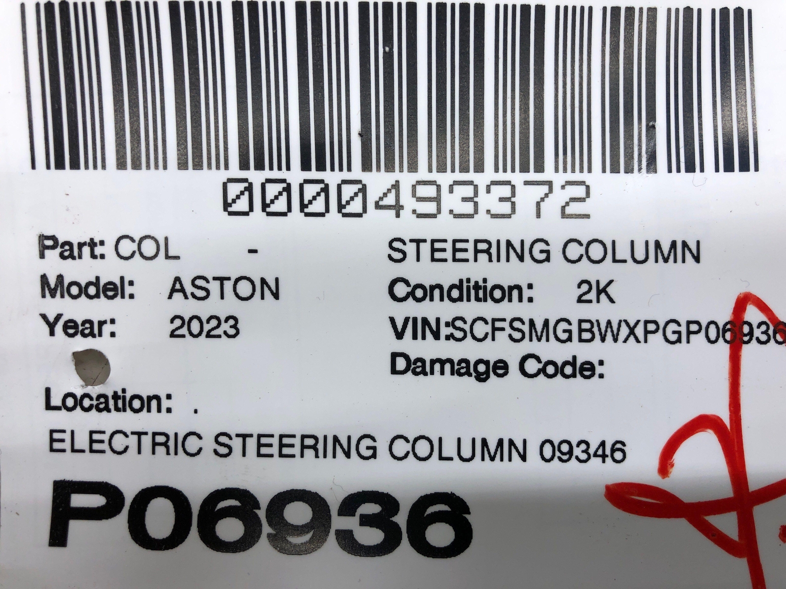 2019-2023 ASTON MARTIN VANTAGE ELECTRIC STEERING COLUMN 0934600100 OEM