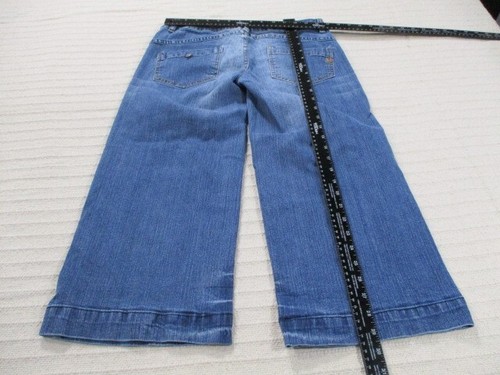 V Blue Womens Jeans 7/8 Juniors Wide Straight Leg Medium Wash Flat Front - Picture 7 of 10