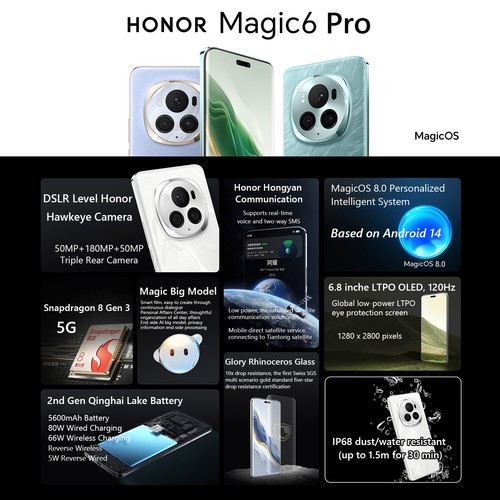 Honor Magic 6 Pro 5G Snapdragon 8 Gen 3 180MP Triple Camera 120Hz 1024GB 5600mAh - Bild 2 von 16