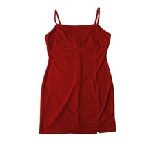 Lush Red Velour Spaghetti Strap Mini Length Bodycon Dress Women's Size Large