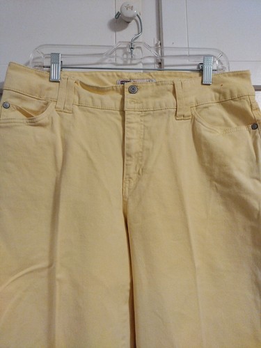 Faded Glory Womens Cropped Pants Size 16 Missy Yellow Stretch Jeans Casual - Picture 2 of 10