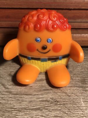 Vintage 2.5  1980 s Orange Tommee Tippee Curley Hair Character Squeak Squeaky B7