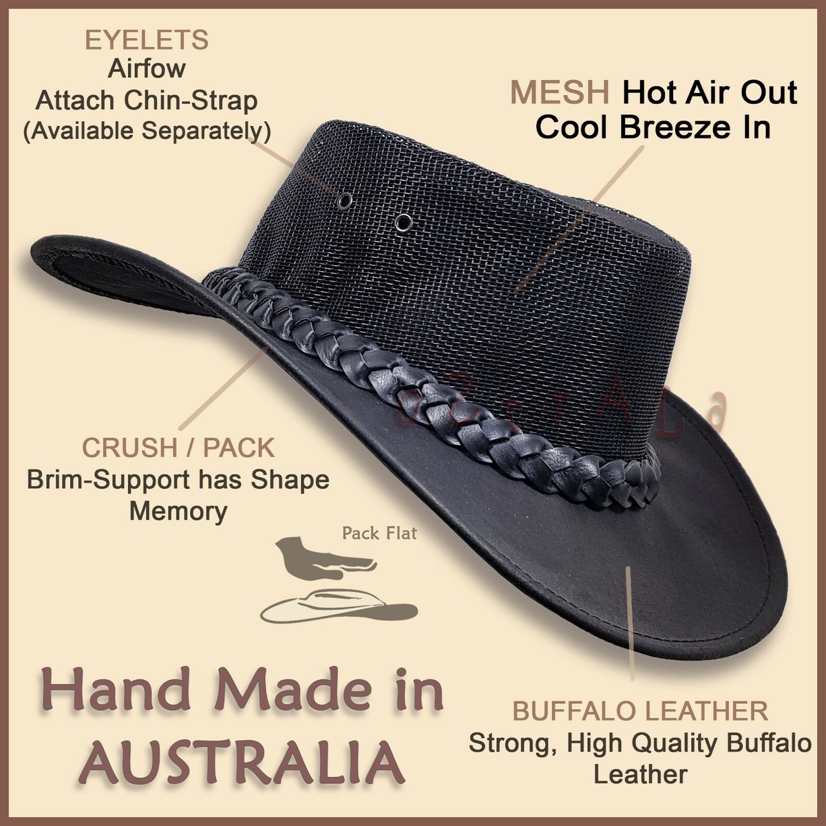 Australischer Strohhut Von Jacaru – Cowboy-/Outba Produktbild-Vorschau 8