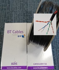 10M EXTERNAL CAT5e 4 PAIR 8 CORE BT TELEPHONE CABLE BLACK SOLID COPPER CW1724