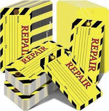 120 Pack Repair Tags Yellow Maintenance Required Tags with Wire Production Qu...