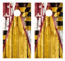 Maryland Crab Themed Barnwood Cornhole Board Wraps FREE LAMINATE 3350