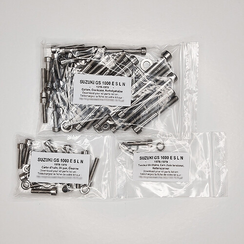 Kit vis inox carter Suzuki GS 1000 pour remplacer la visserie rouillée d'origine