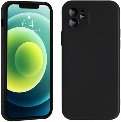 Liquid Silicone Case Compatible with iPhone 12/2020, Gel Rubber BLACK 