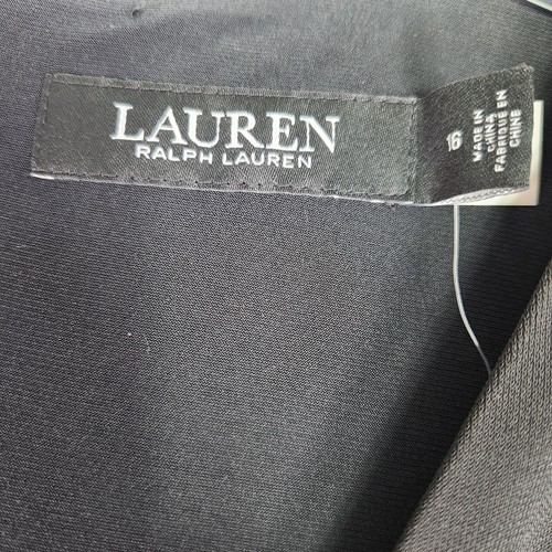 Abito donna Lauren Ralph Lauren 16 nero finto avvolgente cappuccio manica ufficio festa NUOVO - Foto 5 di 13