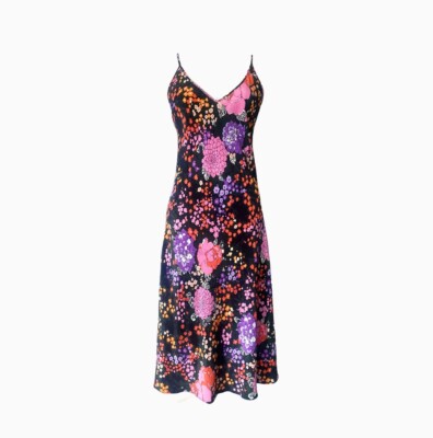 Amare New York Silk Slip Midi Dress Vintage Y2K Floral M L Medium 12 ACO Laundry