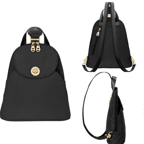 Baggallini gold cairo backpack back with convertible straps