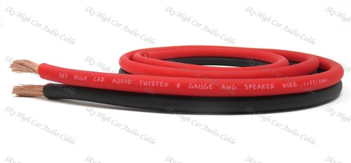 50' feet OFC TRUE 8 Gauge AWG RD/BK Oxygen Free Speaker Wire Car Home Audio - 第 1/1 張圖片