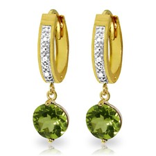2.63 CTW 14K Solid Gold Hoop Earrings Diamond Peridot