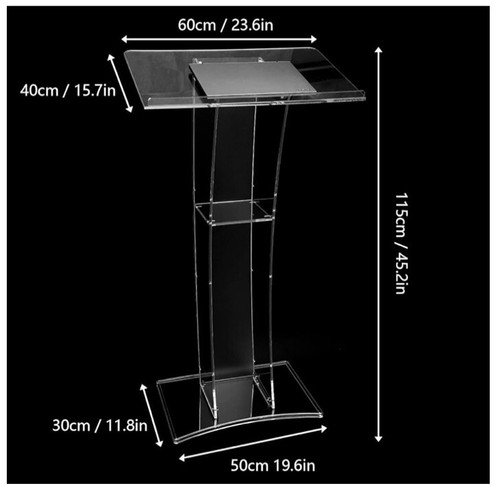 PARTS ONLY Acrylic Podium Stand w/ Wide Reading Surface Clear Pulpits BASE ONLY