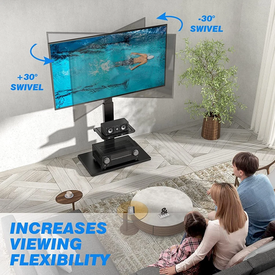 UNHO TV Ständer Rollbar TV Standfuß Höhenverstellbar mit Rollen 32-70 Zoll VESA - Bild 4 von 4