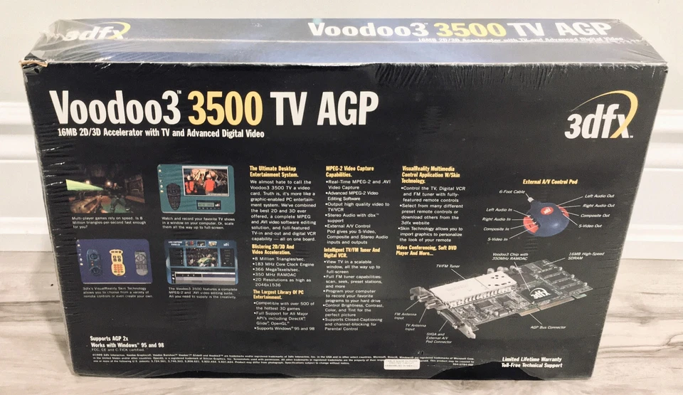 3dfx Voodoo3 3500 TV AGP 16MB Graphics Card [V3T416] (Sealed, New in Box) - Image 4 of 4