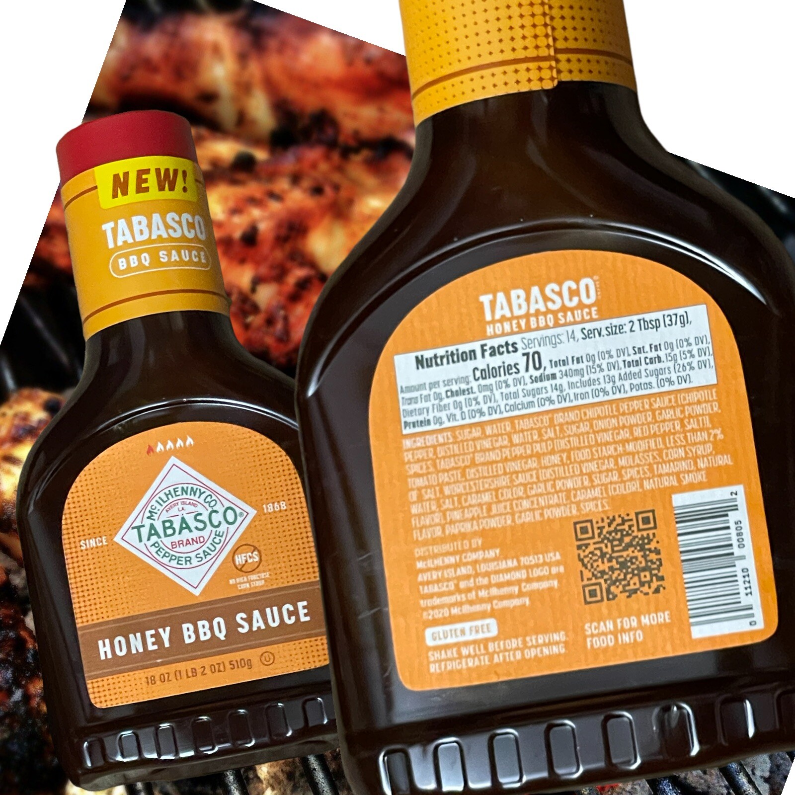 3 Tabasco BBQ Sauce BUNDLE 2 Honey Barbecue, 1 Jalapeño Mesquite 18oz