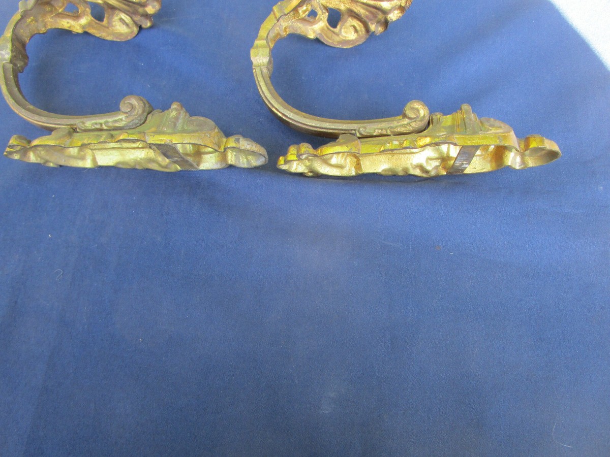 2 portes embrasses Anciennes laiton doré arrondies pour rideaux