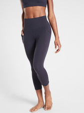 Athleta M MEDIUM Salutation Stash High Rise Capri Tight Leggings, Navy Soft NWT