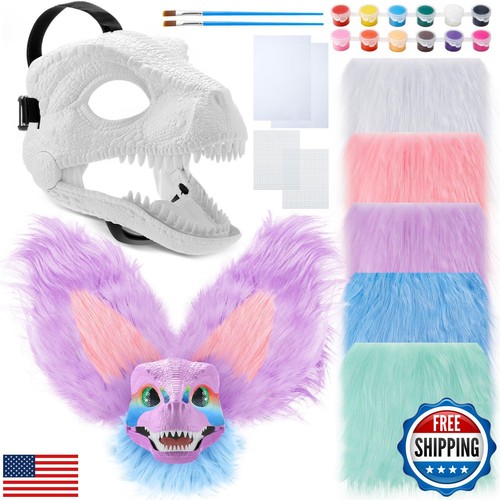 Seenelling 13 Pcs DIY Dino Mask Kit Hard Plastic Dinosaur Mask Furry Therian