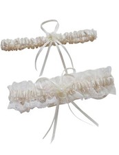 Women's Stain Wedding Bridal Garter BG008IV One Size Ivory