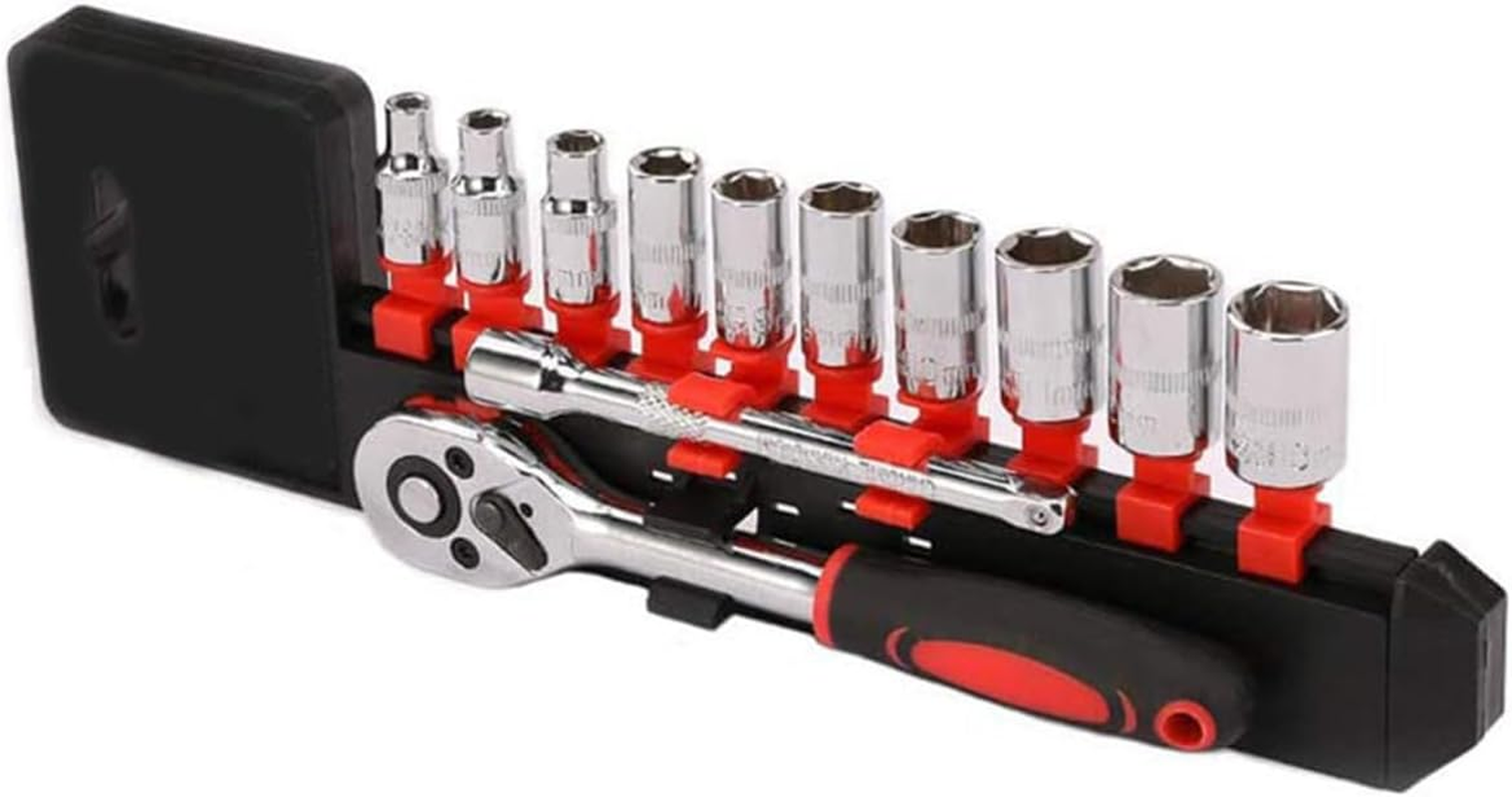 12-Piece 1/4-Inch Drive Ratchet Socket Set with 10 Sizes 4-13mm