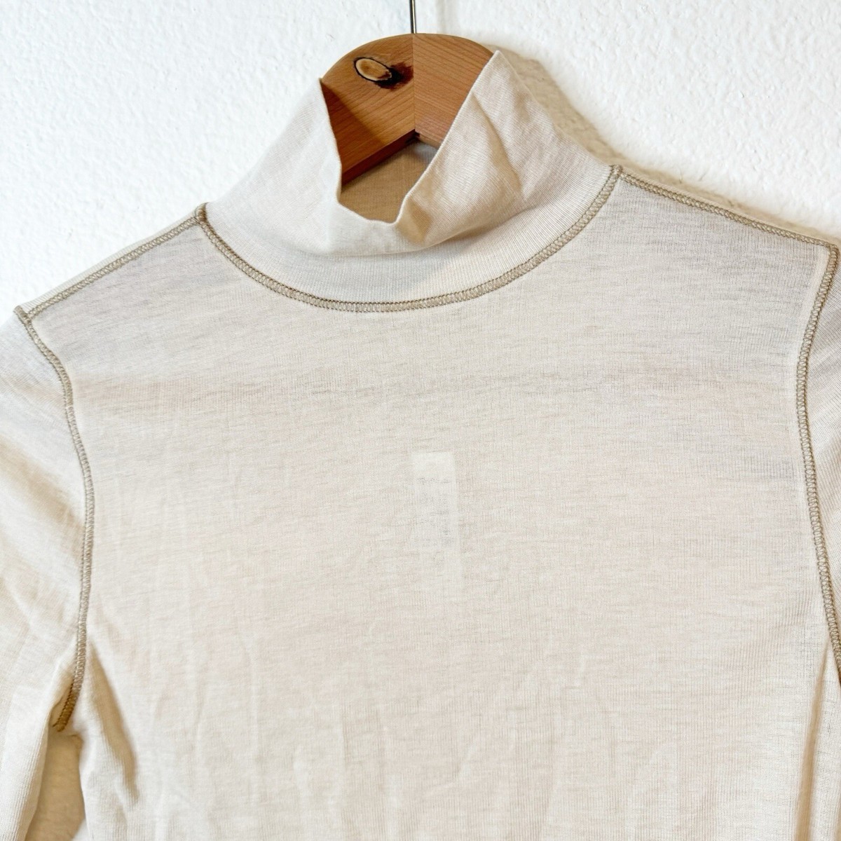Madewell Semi-Sheer Mockneck Tee in Heather Light Oatmeal