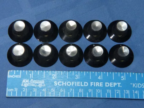 10 NOS Vintage Rogan Bros Black Knobs Witch Hat 1960s Guitar or Amp