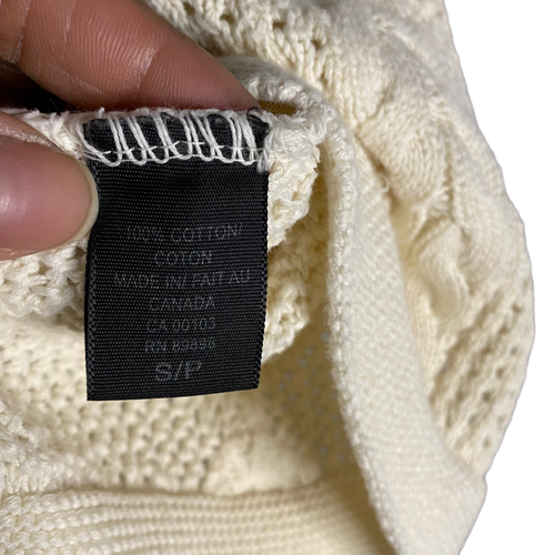 Parkhurst Women's Beige 100% Cotton Pattern Knitted Cowl Neck Sweater Sz S - Picture 6 of 8