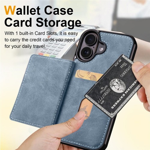 For iPhone 16 15 14 13 12 11 Case Wallet RFID Blocking Leather Card Stand Cover - Picture 42 of 64